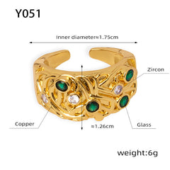 Ornate Green Accent Open Statement Ring