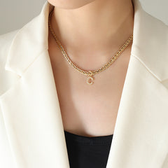 Cubic Zirconia Initial Letter Chain Necklace