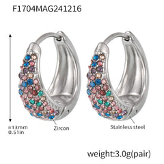 18K Gold-Plated Color Cubic Zirconia Rounded Hoops