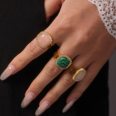 Natural Stone Halo Open Ring