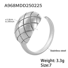 18K Gold-Plated Checkered Open Ring