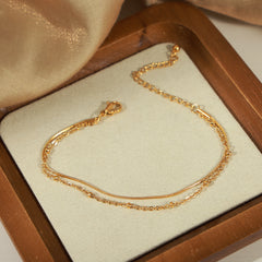 Gold-Tone Fine Double-Layer Chain Bracelet