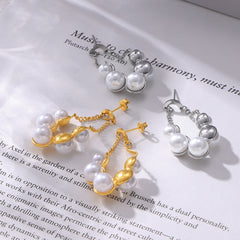 18K Gold-Plated Pearl-Look Bead Hoop Earrings