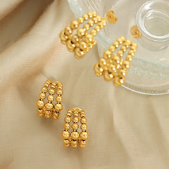 Triple-Row Bead Hoop Earrings