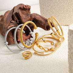 Sculptural Stainless Steel Bangle & Ring Designs