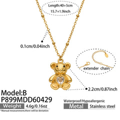18K Gold-Plated Teddy Bear Pendant Necklace
