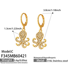 18K Gold-Plated Octopus Drop Hoop Earrings