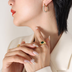 Stone-Set Multi-Row Hoop Earrings