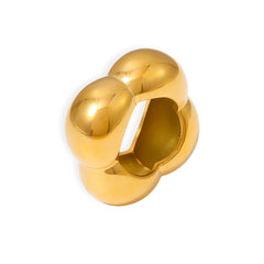 Sculptural Rounded Flower Stainless Steel Ring