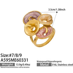 Color Enamel Sculptural Leaf Ring Designs