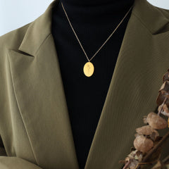 Birth Flower Oval Pendant Necklace
