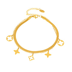 Double Layer Flower Charm Anklet