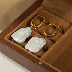 Gold-Tone Irregular Freshwater Pearl Drop Earrings