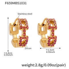18K Gold-Plated Square Cubic Zirconia Huggie Earrings