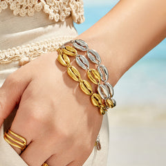18K Gold-Plated Shell Motif Link Bracelet