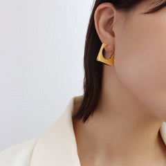 Geometric Square Open-Hoop Earrings