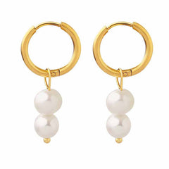Freshwater Pearl Double-Drop Hoop Earrings