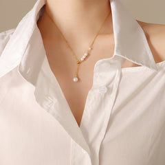 Pearl-Look Lariat Necklace