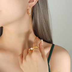 18K Gold-Plated Pearl-Look Safety Pin Earrings