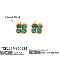 Color Four-Petal Cubic Zirconia Necklace and Earrings