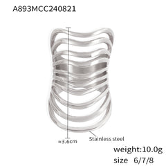 Open Multi-Row Stainless Steel Statement Ring