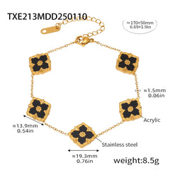 18K Gold-Plated Floral Inlay Necklace, Bracelet or Earrings