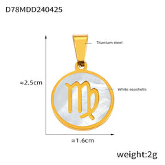 Gold-Tone Shell Zodiac Pendant Charm