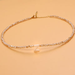 Dainty Stone Beaded Initial Necklace