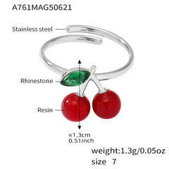 Cherry Resin Accent Open Ring