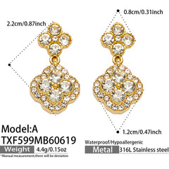 18K Gold-Plated Color Four-Petal Cubic Zirconia Jewelry