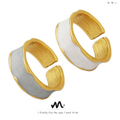 White or Blue Enamel Adjustable Open Ring