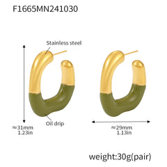 18K Gold-Plated Color Enamel Hoop Earrings