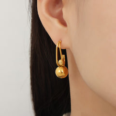 Polished Round Bead Drop Earrings