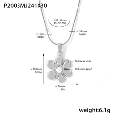 Sunflower Faux Pearl Pendant Necklace