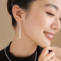 Nicolette Pearl Pavé Tassel Drop Earrings