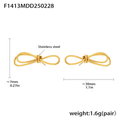 18K Gold-Plated Bow Necklace or Stud Earrings