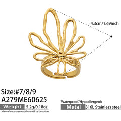 18K Gold-Plated Openwork Flower Statement Ring