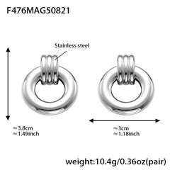 Mixed-Finish Geometric Drop Earrings