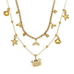 Ocean Charm Layered Chain Necklace