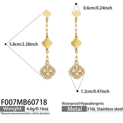 18K Gold-Plated Cubic Zirconia Flower Drop Earrings