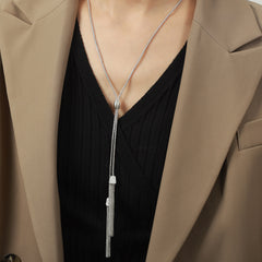 18K Gold-Plated Sparkle Tassel Long Necklace