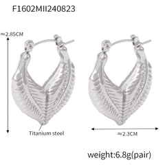 18K Gold-Plated Textured Leaf Hoop Earrings
