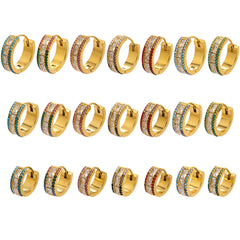 18K Gold-Plated Double-Row Cubic Zirconia Hoops