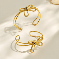 Gold-Tone Sculptural Bow Open Cuff