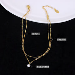 18K Gold-Plated Layered Cubic Zirconia Anklet