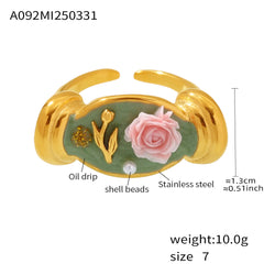 Rose Enamel and Freshwater Pearl Ring Designs