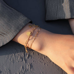 Rabbit and Heart Charm Link Bracelet