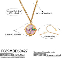 18K Gold-Plated Floral Enamel Medallion Necklace