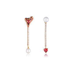 Marielle Asymmetric Pearl Heart Stud Earrings