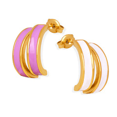 Double-Curve Enamel Stud Earrings